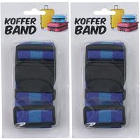 Kofferriem/bagageriem - 2x - 180 cm - blauw - thumbnail