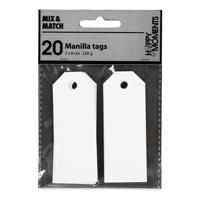 Creativ Company Manilla-labels, afm 3x8 cm, 220 gr, wit, 20 stuk/ 1 doos