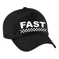 Carnaval verkleed pet  / cap fast / finish vlag zwart voor meisjes en jongens   - - thumbnail