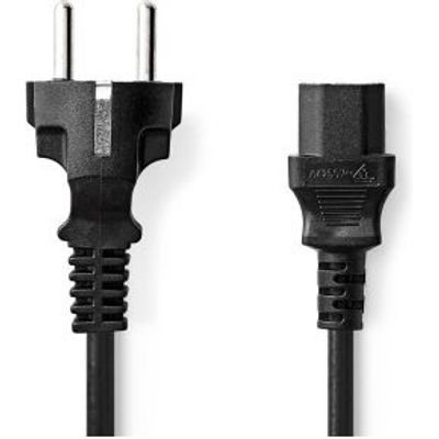 Stroomkabel | Type F (CEE 7/7) Male | IEC-320-C13 | Recht | Recht | Vernikkeld | 2.00 m | Rond | PVC