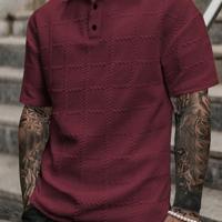 Bon&Bon Homme Heren Poloshirt - Grijs Casual Shirt met Textuur Bordeaux / XXL