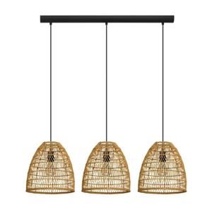 Eglo Eetkamer hanglamp Ayesgarth met rieten kappen 43867