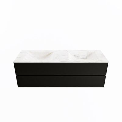 MONDIAZ VICA-DLUX 150cm badmeubel onderkast Urban 2 lades. Inbouw wastafel CLOUD dubbel 2 kraangaten, kleur Ostra.