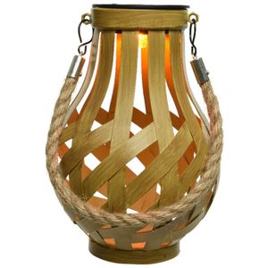 Solar lantaarn ijzer met vlam effect goud 18,5 cm