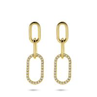 Verguld 925 zilveren oorhangers met zirkonia - 30mm