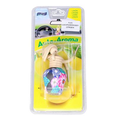 Auto parfum/luchtverfrisser - citroen geur - in sierlijk flesje - 15 ml