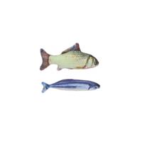 2x Kattenspeeltjes vissen knuffels - 19 cm - karper / makreel - Speelgoed vissen voor katten