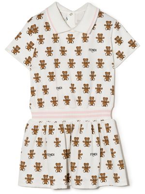 Fendi Kids robe plissée à motif graphique - Blanc