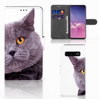 Samsung Galaxy S10 Telefoonhoesje met Pasjes Kat - thumbnail