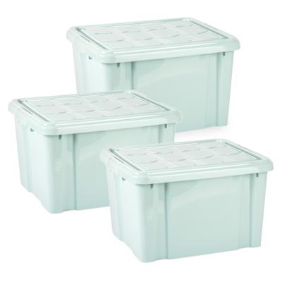Multi Storage Opslagbox met deksel - 3x - mintgroen - 25 liter - 42 x 25 x 30 cm - kunststof