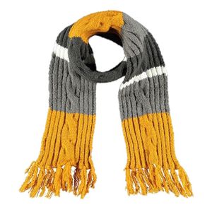 Luxe okergele/grijze gebreide sjaal voor kinderen   -
