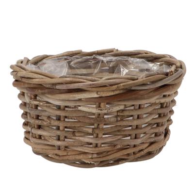 Plantenmand/aardappelmand tafelmodel - Ivy - met binnenzak - rotan - B25 x H13 cm - binnen/buiten