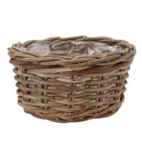 Plantenmand/aardappelmand tafelmodel - Ivy - met binnenzak - rotan - B25 x H13 cm - binnen/buiten