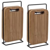 Broodplankjes met houder - 8x stuks - 15 x 6,5 x 26 cm - bamboe hout
