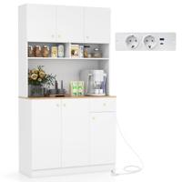Dressoir Keukenkast met Stopcontacten 4 Kasten Grote Lade Servieskast Hoge Buffetkast voor Woonkamer Eetkamer 100 x 40 x 181 cm