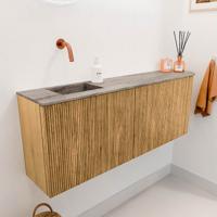 Toiletmeubel Mondiaz Joya Dlux | 111.6 cm | Meubelkleur Oak | Faye wastafel Oza Wasbak Links | Zonder kraangat(en)