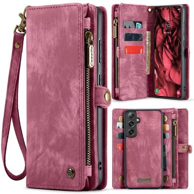 Caseme Samsung Galaxy S25 hoes - Vintage 2 in 1 portemonnee - Rood
