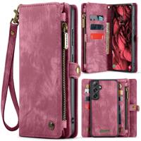 Caseme Samsung Galaxy S25 hoes - Vintage 2 in 1 portemonnee - Rood