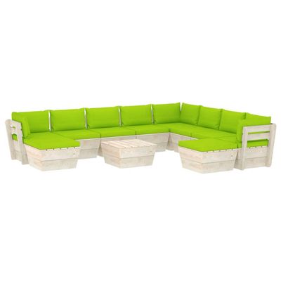 vidaXL 11-delige Loungeset met kussens pallet vurenhout