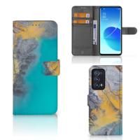 OPPO Reno 6 Pro Plus 5G | Bookcase | Marble Blue Gold