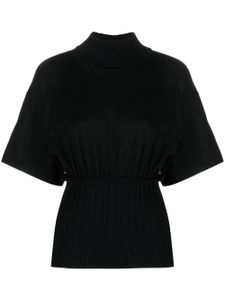 MM6 Maison Margiela pull en maille nervurée à col montant - Noir