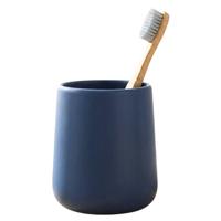 Badkamer beker / tandenborstelhouder Earth Serie - Keramiek - donkerblauw - 8 x 10 cm