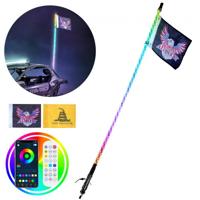 VEVOR 1 stuk 4 voet zweeplicht, APP en RF-afstandsbediening, LED-zweeplicht, waterdichte 360 ° spiraalvormige RGB-zwepen met verlichting en 2 vlaggen, voor UTV's, ATV's, motorfietsen, RZR, Can-Am