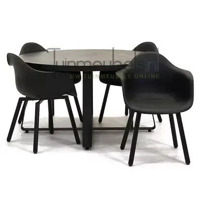 Tuinstoel Montreux zwart/zwart met braga tafel 140 cm