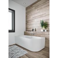 Ligbad Halfvrijstaand Riho Desire Corner Rechts 184x84x60 Acryl Mat Wit met Fall Overloop Incl. Sifon & Pootset