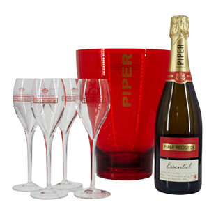 Champagne Piper Heidsieck Essentiel 2016 + kunststof cooler + 4 glazen