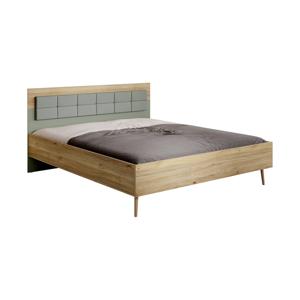 Meubella Tweepersoonsbed Wally - Licht eiken - Groen - 180x200 cm