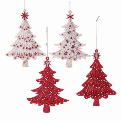 Ornament plastic glitter kerstboom 12.5cm - Kurt s adler