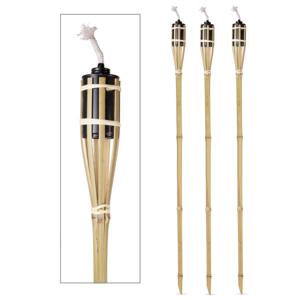 Tuinfakkels - 3x - lampenolie - bamboe hout - navulbaar - 120 cm - bruin