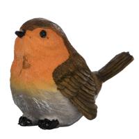 Beeldje roodborstje vogel - type 4 - van 11 cm - voor binnen en buiten