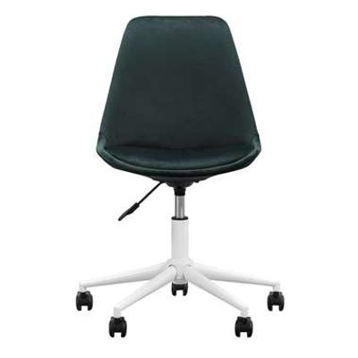 Bureaustoel Senja - velvet - groen - wit metaal - Leen Bakker
