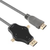 D65A 1,8 m DisplayPort-ingang en mini-DP-ingang en USB-C / Type-C ingang naar HDMI 4K-uitgang videoadapterkabel