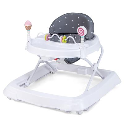 Opklapbare Loophulp voor Baby's Loopwagen 3-Traps in Hoogte Verstelbaar met Afneembaar Zitkussen Babywalker Loopvrij Baby Grijs