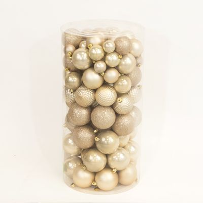 Kerstballen mix 100 onbreekbare ballen in koker mix parel - Decoris