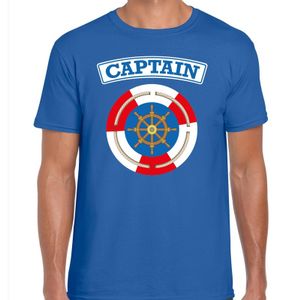 Kapitein/captain carnaval verkleed shirt blauw voor heren 2XL  -