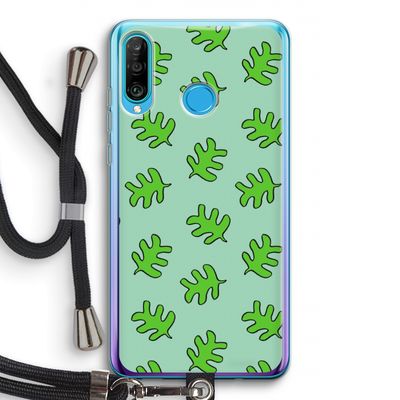 Groene blaadjes: Huawei P30 Lite Transparant Hoesje met koord