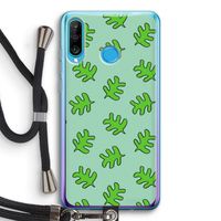 Groene blaadjes: Huawei P30 Lite Transparant Hoesje met koord