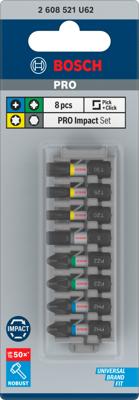 Bosch Accessoires PRO Impact schroefbitset | PH2 (x2); PZ2 (x2); H5; T20; T25; T30 | 25 mm | 8 stuks - 2608521U62