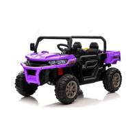 Kiepwagen voor Kinderen met 2 Zitplaatsen Elektrische Tractor met Kiepbak Terreinwagen op 12 V-Accu voor Kinderen-Paars