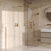 Brauer Void - Inloopdouche - Helder Glas - 100 x 200 cm - incl. Glascoating - PVD Goud Geborsteld