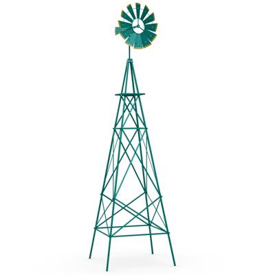 Winmolen Hoogte 253 cm Weerbestendige Windmolen van Metaal Tuindecoratie voor Tuin Erf en Boerderij (Groen)