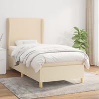 Boxspring met matras stof crèmekleurig 100x200 cm