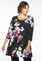 Yoek Tunic wide bot beads AURELIA | Zwart | Maat 46/48