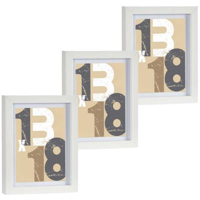 3x stuks houten fotolijst - wit - 15 x 20 cm - fotolijstje - met passe-partout - decoratie