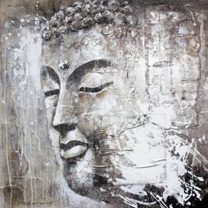 Schilderij -Handgeschilderd - Boeddha 100x100cm