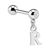 Jeweled Barbell with Charm Chirurgisch staal 316L / Belegde messing Barbells - thumbnail